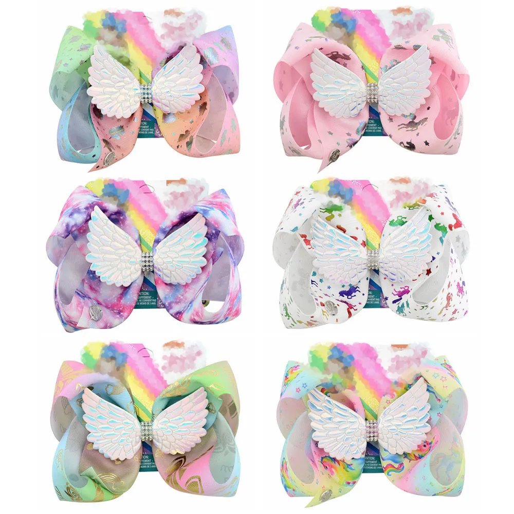 8 pollici Baby Bow Forcine per capelli Ali diamantate Fermacapelli per bambini Ragazze Designer Fermagli per capelli Accessori per capelli per bambini Bronzing horse Barrettes C6777