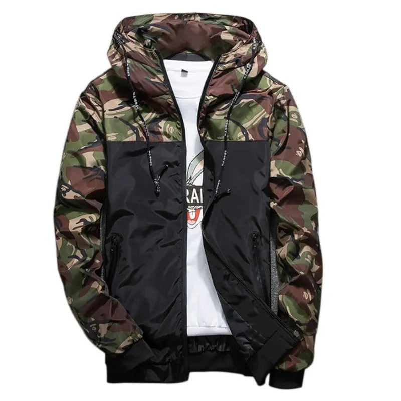 Mens Jackets Spring Autumn Mens Casual Camouflage Hoodie Jacket Men Waterproof Clothes Windbreaker Coat Male Outwear Street Clothing