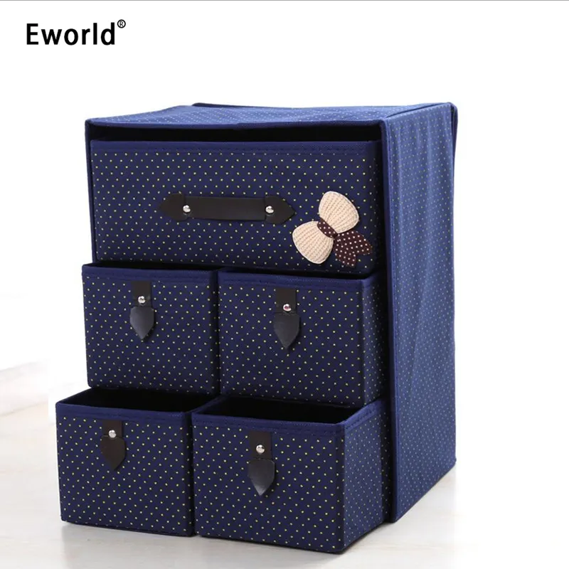 Eworld 3Layer 5Drawer Underwear Bra Organizer Storage Box Drawer Closet Classified Sundries Organizers For Underwear Scarf Socks Y200111