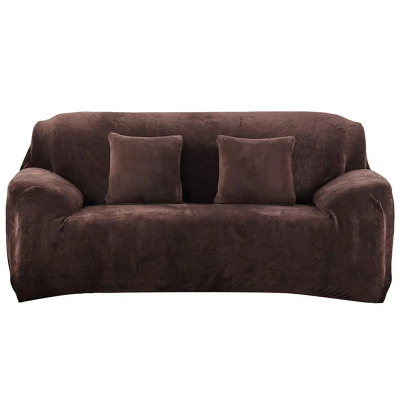 Tjockad plysch soffa täcker elastiska vanliga sofflokaler för vardagsrum Universal sektions L-formade möbler Soffa Skyddsskydd LJ201216