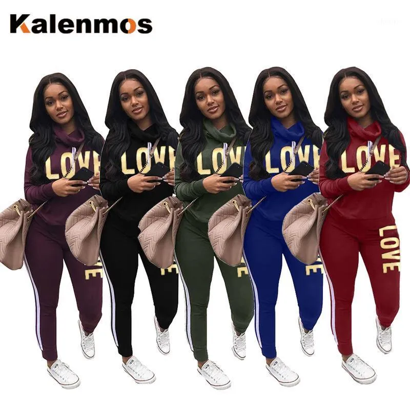 Deux pièces ensemble haut et pantalon femmes Hoddies survêtement costume dames lettre à manches longues 2020 printemps Sport ensembles femme Sweatshirt1