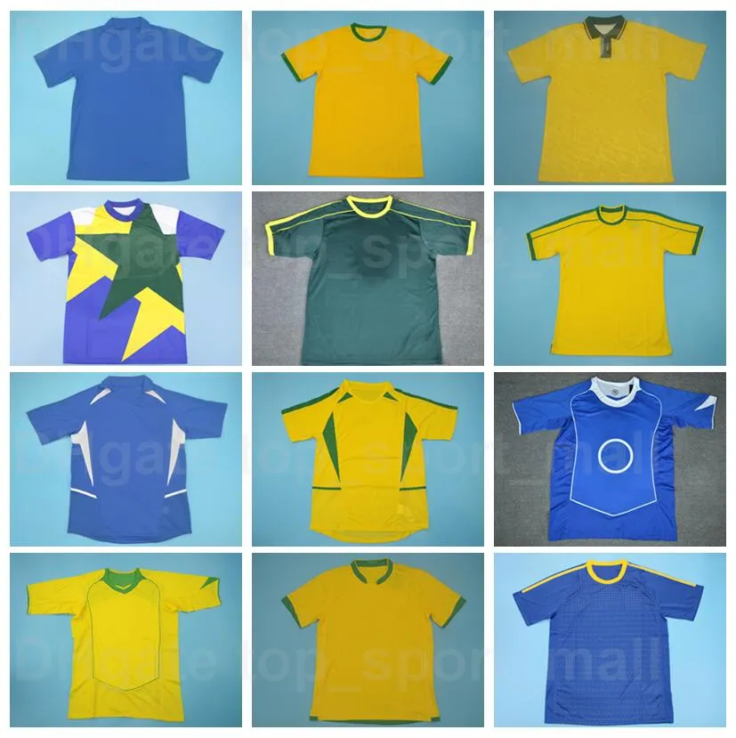 Vintage Brasiliens Retro-Fußballtrikot 1957 1970 1985 1988 RONALDINHO BEBETO RIVALDO ROMARIO ZICO DUNGA GARRINCHA Fußballtrikot-Kits 1993 1998 2000 Nationalmannschaft