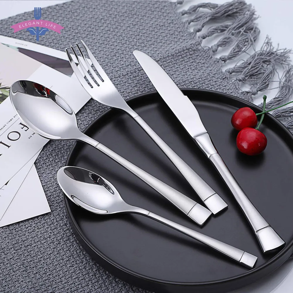 24 stks bestek Stainware Rvs Mat Mes Fork Lepel Servies Set Family Candlelight Diner Party Gift Box Y200610