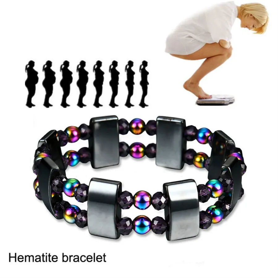 Bracelete de hematita magn￩tica arco -￭ris puxadas multicamadas pulseiras puxadas mulheres pulseiras j￳ias de moda