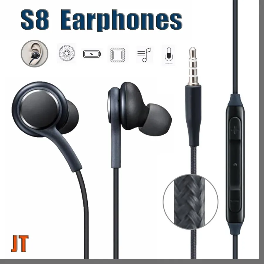 JTD S8 Earphone Headset Mic For Samsung Galaxy S8 S9 S10 Note 3.5mm Jack headphone Headphones EO-IG955BSEGWW Handsfree Earbuds Smart Phone