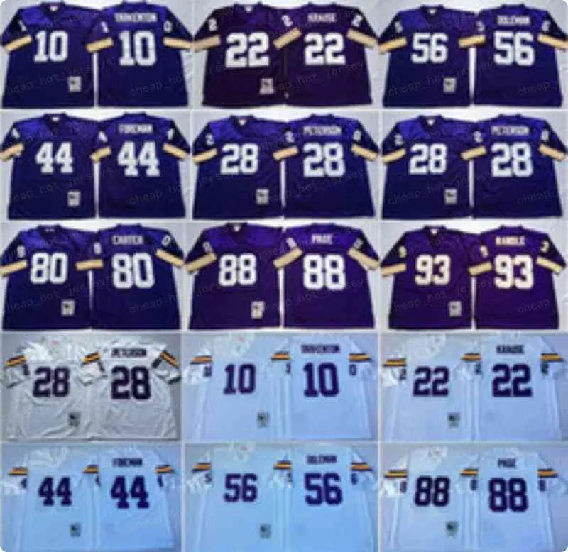 Vintage Randy Moss Fran Tarkenton Paul Krause Chuck Foreman Chris Doleman Carter John Randle Peterson Alan fotbollströja