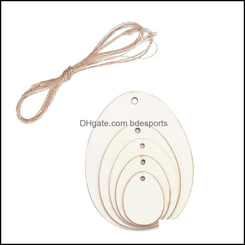 Party Decoration 29-80mm Blank Natural Wood Easter Eggs Slices Ornament Hanging Pendants Tag Wedding Decor DIY Crafts For Home