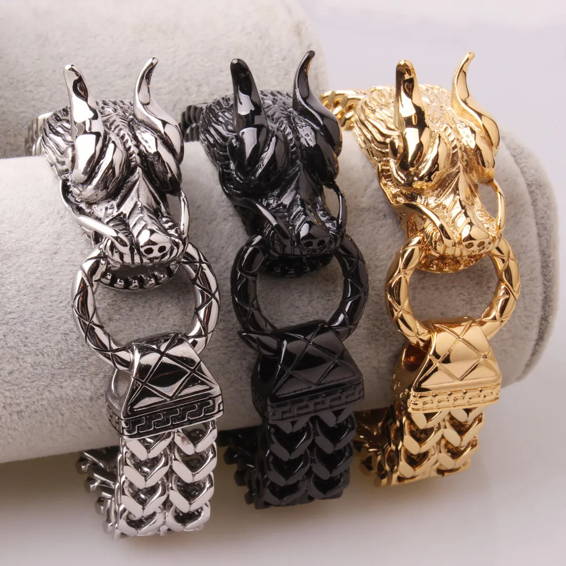 Mens Hip Hop Jewelry: Stainless Steel Rock Figaro Chain Gold
