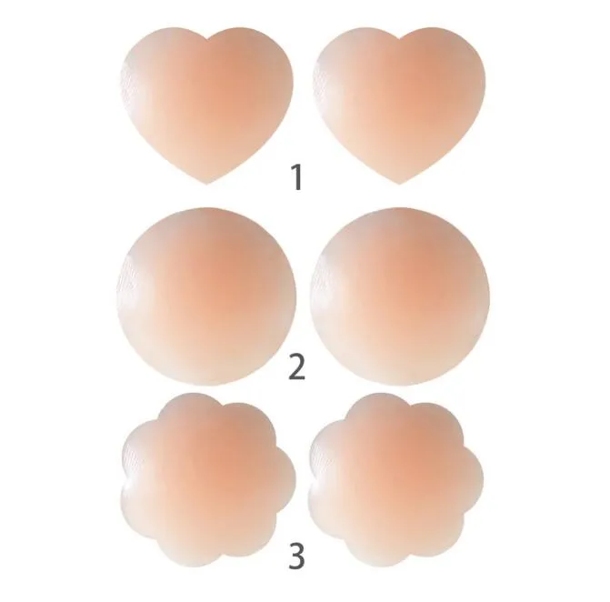 3 Styles Women Reusable Invisible Adhesive Silicone Breast Chest Sticker Nipple Cover Bra Pasties Pad Petal Mat Stickers Accessories BY1636