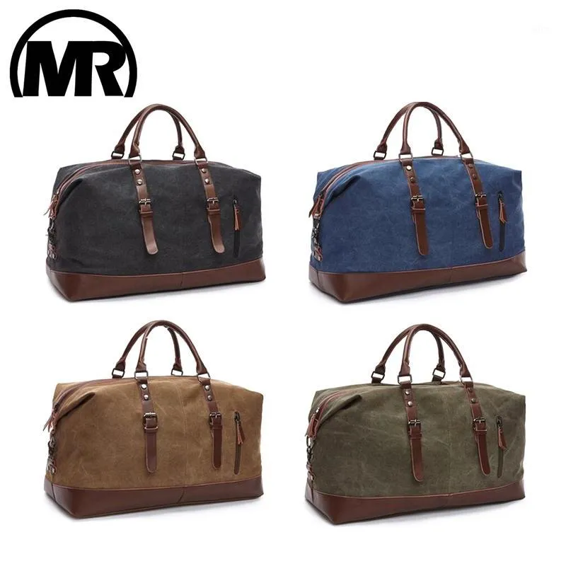 MARKROYAL toile cuir hommes sacs de voyage bagages à main sacs hommes polochon sac à main voyage fourre-tout grand week-end sac Overnight1