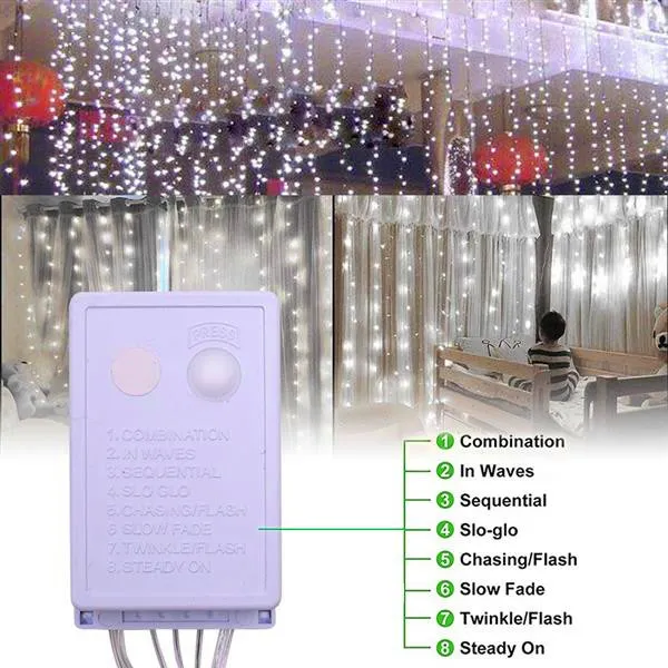خصم 18 متر × 3 متر 1800-LED الدافئة الضوء الأبيض رومانسية عيد الميلاد الزفاف في الهواء الطلق الديكور ستارة سلسلة ضوء الولايات المتحدة القياسية الأبيض ZA000939