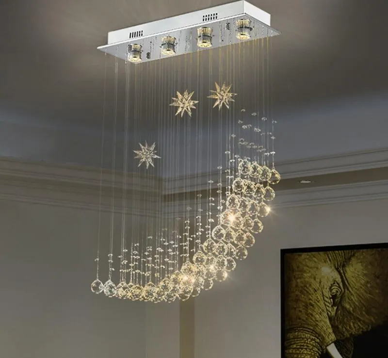 Creative dining room restaurant crystal chandelier simple modern living room crystal ceiling lamp LED bar table lighting