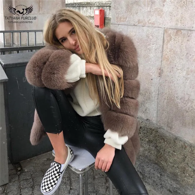 Tatyana Furclub Pink Natural Fox Fur Faux Fur Coat Women For Women O Neck,  Long Sleeve, Street Style Winter Jacket From Dou04, $357.9
