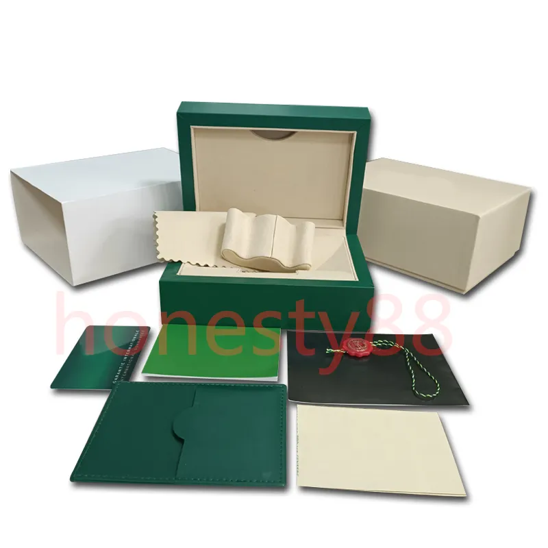 hjd Rolex High quality Green Watch box Cases Paper bags certificate Original Boxes for Wooden Men mens Watches Gift bags Accessories handbag 2022 AAA m126710