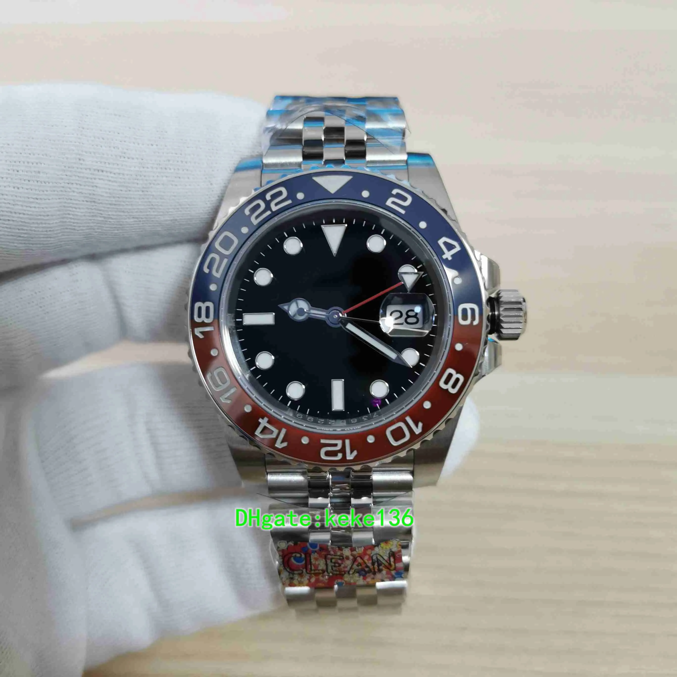 Saubere, perfekte Herren-Armbanduhr, 40 mm, 126710, 904L Edelstahl, Pepsi-Keramik-Lünette, Jubiläumsarmband, 3285 Uhrwerk, mechanische Automatik-Herrenuhr