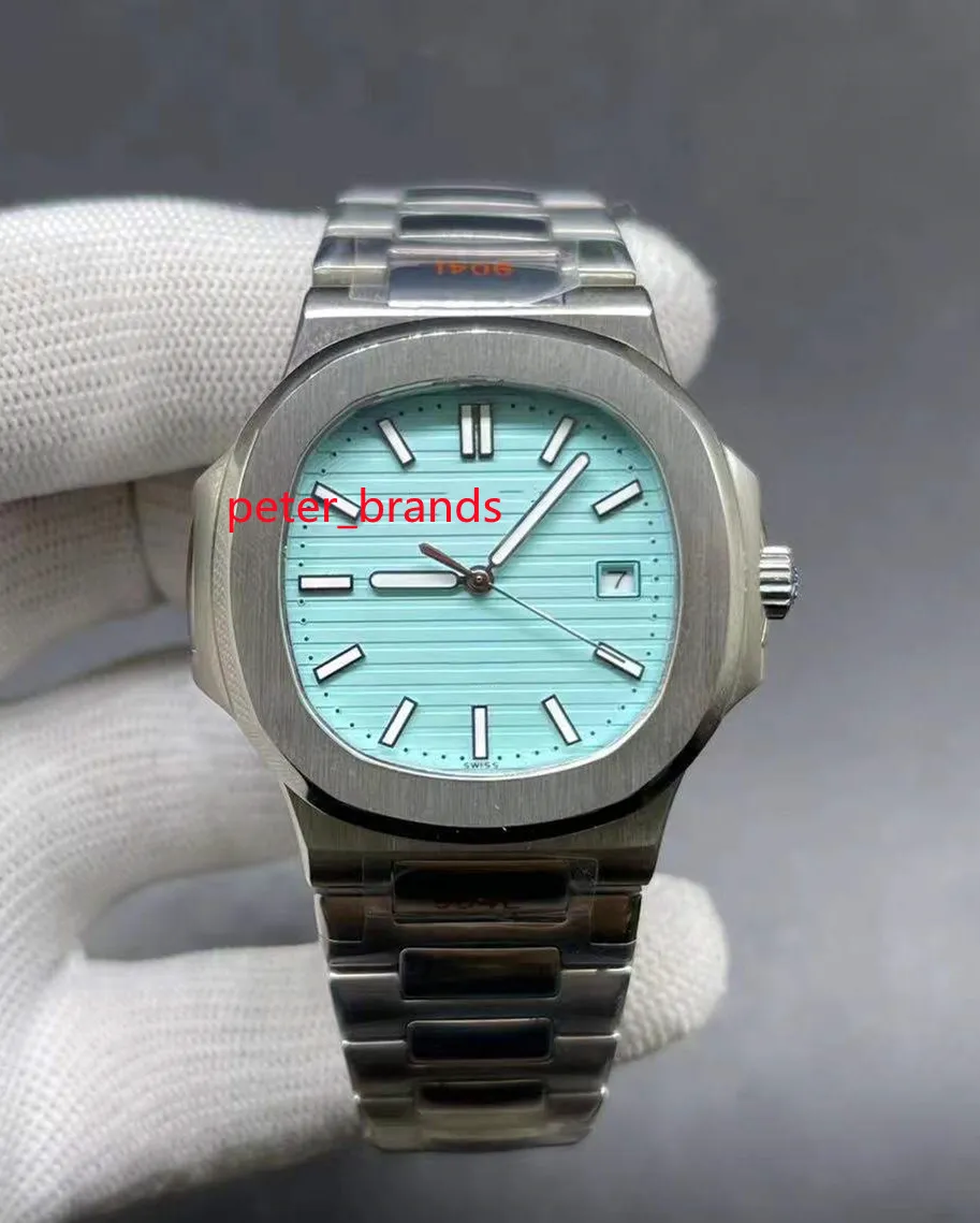 Homens de luxo assistem a 40mm Blue Dial Wristwatches Mechanical Automatic Miyota 8215 MOVIMENTO MONS PRATA PRIMELHO ATENAGEM ATENHO DE AÇO
