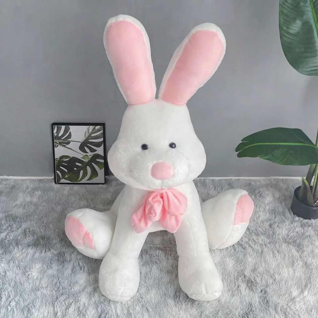 Peluche Coniglio Morbido Con Bavaglino, Animale Di Pezza Abbracciabile 40 Cm, Regalo Per Bambini E Adulti