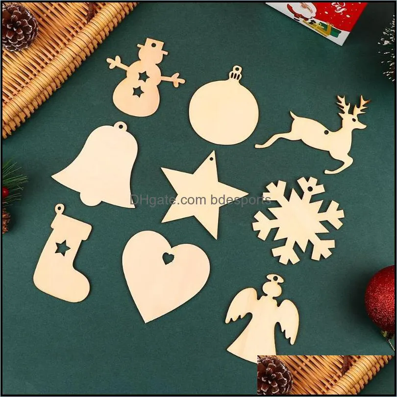 Christmas Decorations Festive & Party Supplies Home Garden 10 Pcs Wooden Tags Decoration For Year Balls Decor Art Crafts Ornaments Diy Scrap