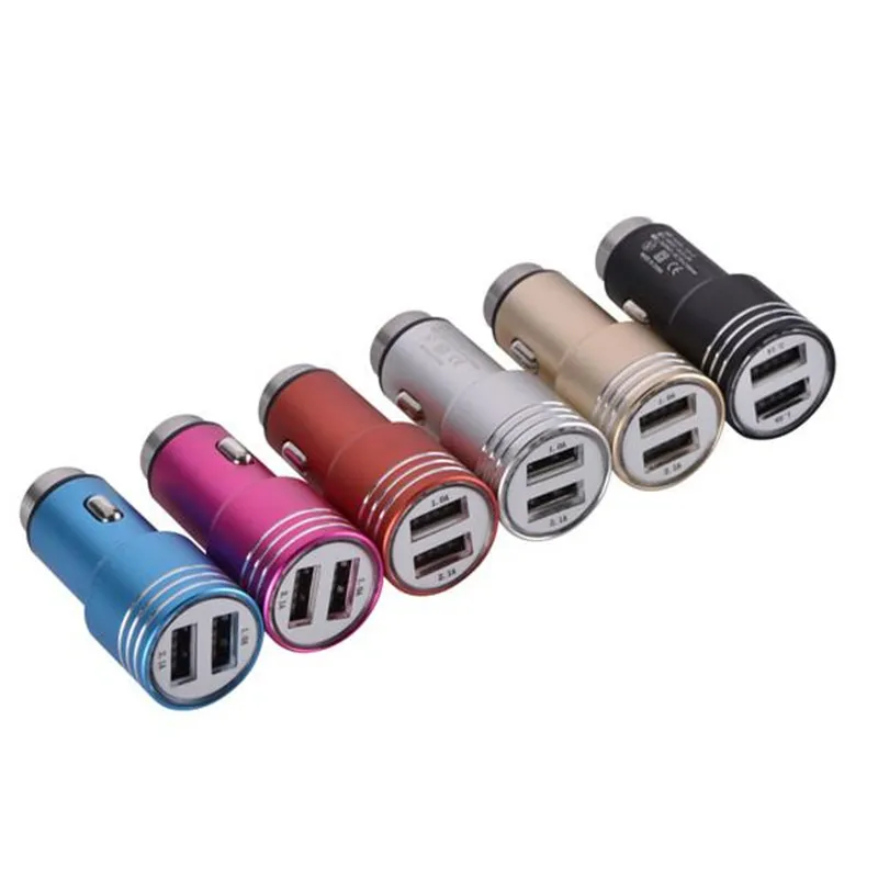 Dual Usb Car Kit Car Charger Charger Aluminium Alloy Adapter 3.1A Auto Vehicle Metal Charger Fast Usb For Cell Phone