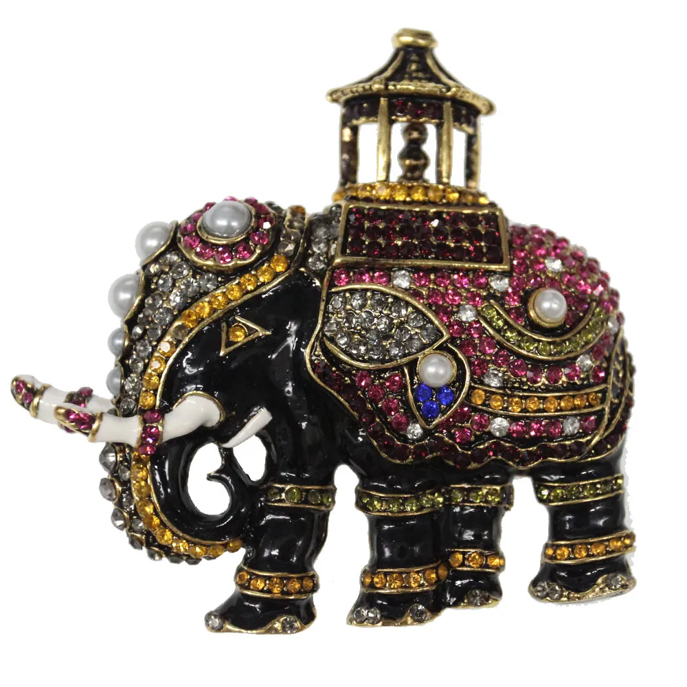 50 pz/lotto Grande Smalto Thailandia Elefante Spille Vintage Pera Strass Cristallo Spilla Animale Spilla per Abito Da Uomo