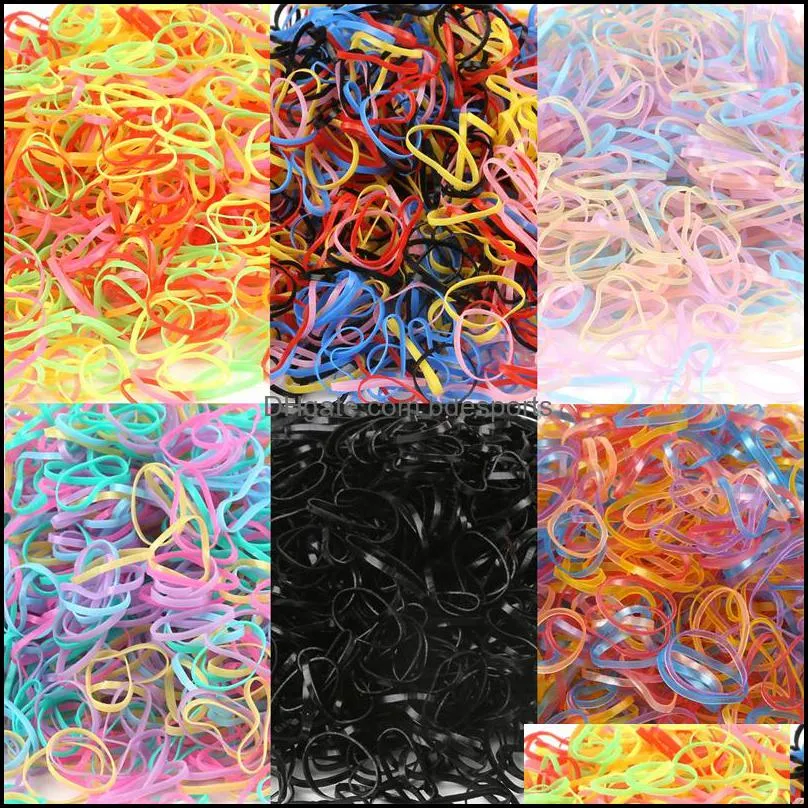 1000Pcs/pack Girls Nylon Colorful Rubber Band Elastic Hair Bands Headband Children Ponytail Holder Bands Kids Ornaments Hairs