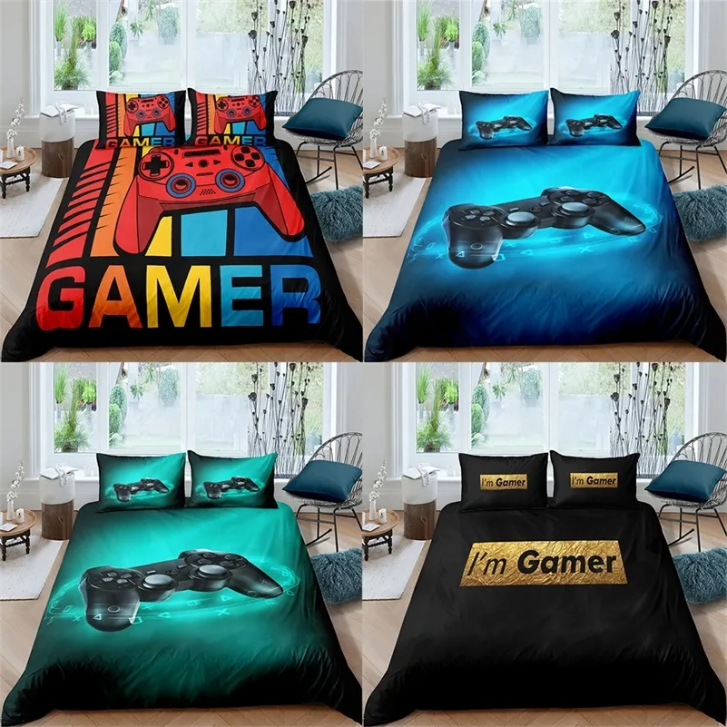 Set di biancheria da letto gamepad 3D Coperchio del piumino matrimoniale Coperchio di concorrenza nera creativo set di coperchi Housse de Couette King Size LJ201127