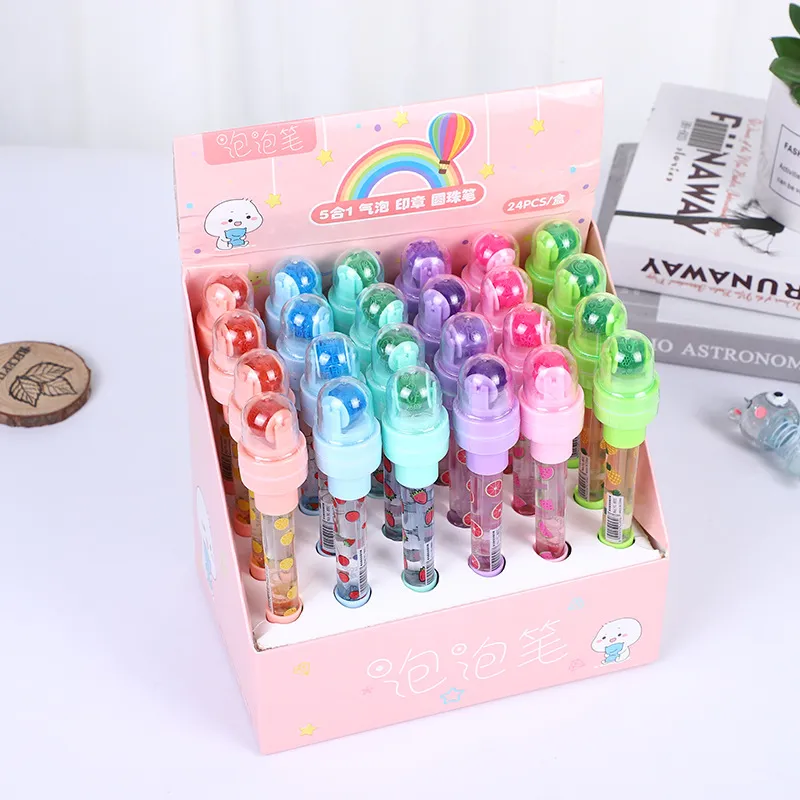 Children Toy Bubble Cartoon Pen Stationery Kawaii School Supplies Office Suppliers Gift Stamp Led Lighting Pencil 0862