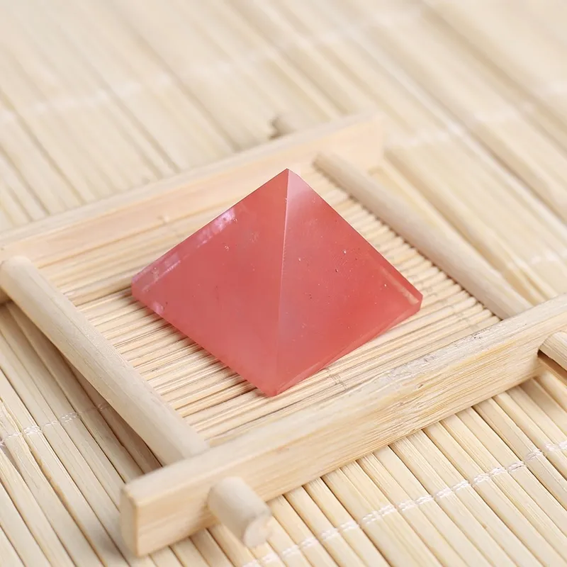 Pirâmide-melhor pirâmide de fusão de cristal vermelho grande, pedra preciosa de 1,18" esculpida em cristal piramidal, artesanato de cura