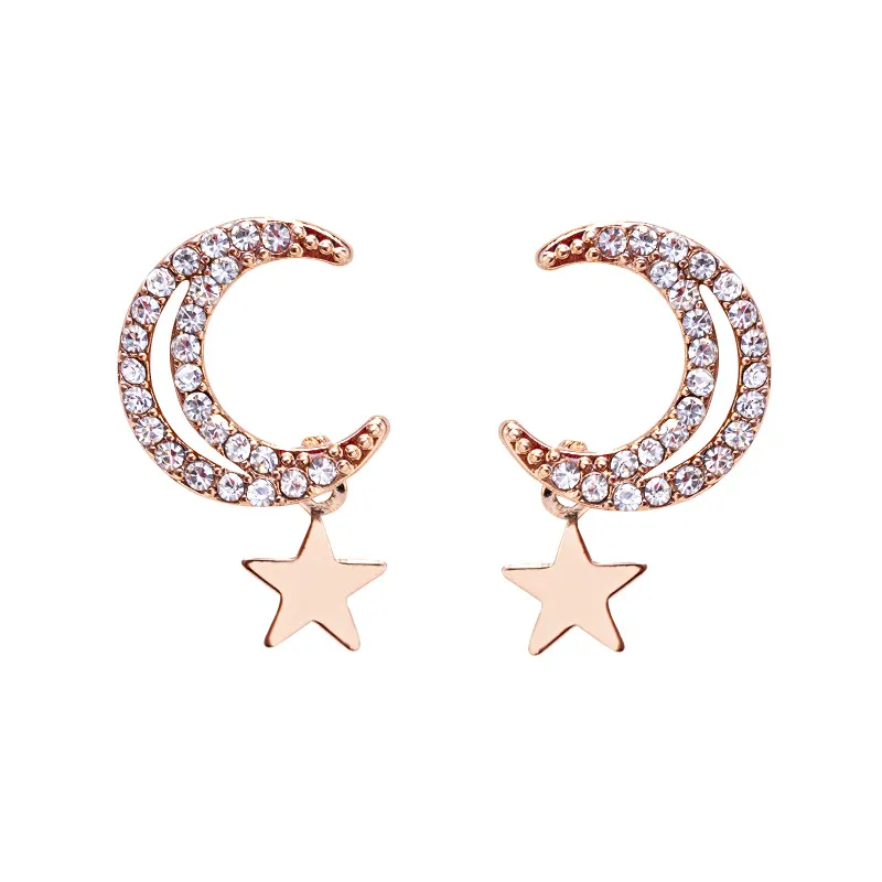 clip on pearl earrings Moon Short Earrings Pierced Girl Heart Earrings S925 Sterling Silver Crystal Earrings Wedding Jewelry