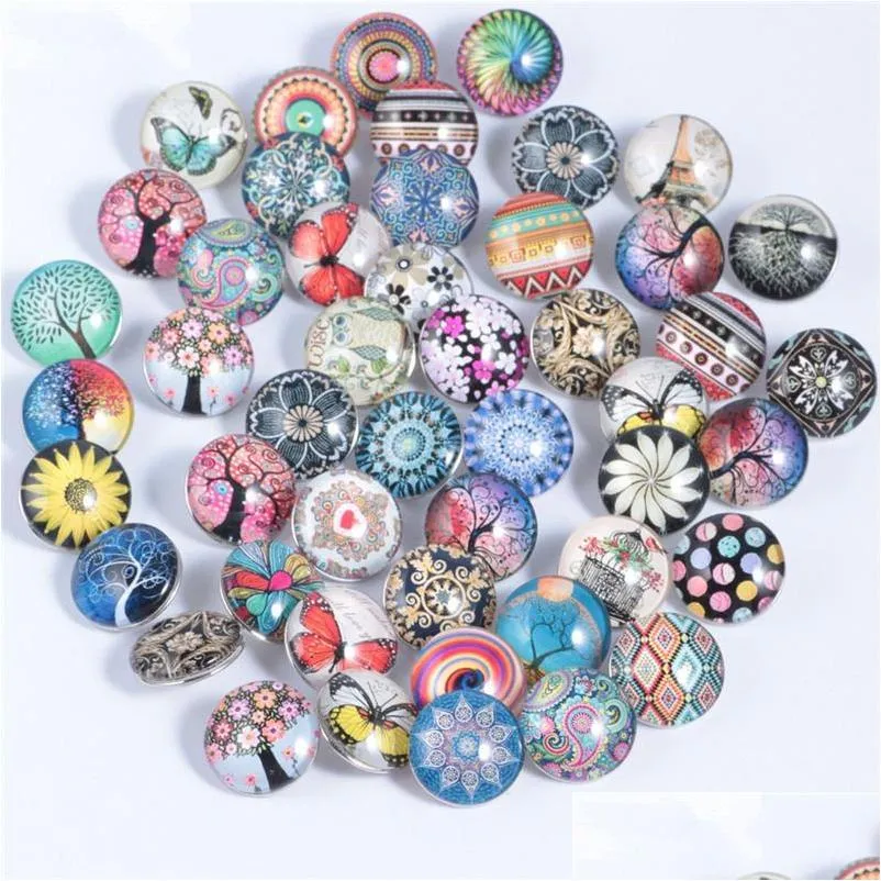 New Arrival Noosa 18 Mm zatrzaski Charms Diy bransoletka wisiorek drzewo życia szklany przycisk Fit Snap bransoletki naszyjnik Diy imbir Snap Mf6Q3