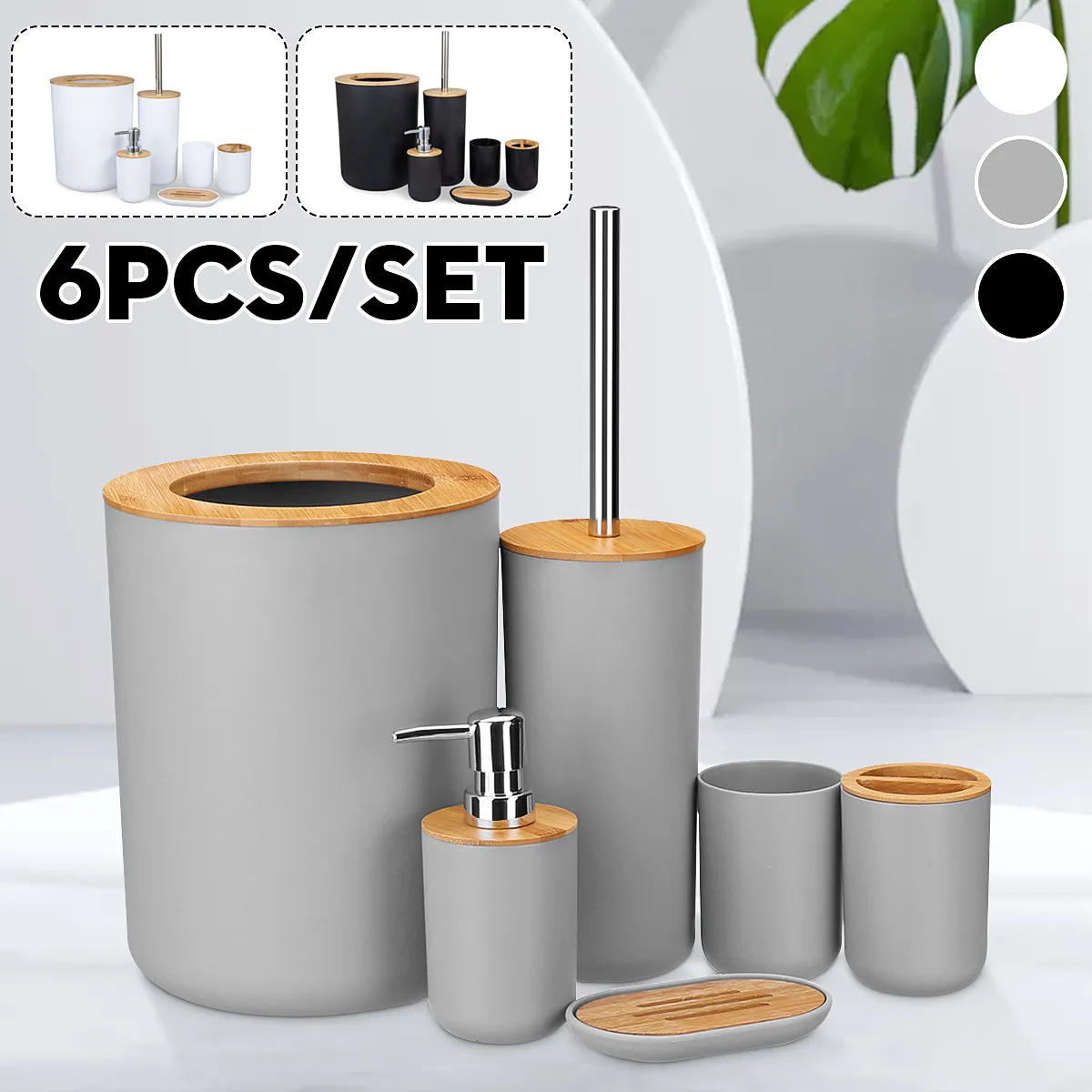 Hochwertiges Bambus Badezimmerzubehr Set 6 Teilig Mit  Toilettenbrstenhalter Zahnbrsteglas Seifenspender Seifenschale Robust  Pflegeleicht Fr Bad Dusche Kche Von 22,49  | DHgate