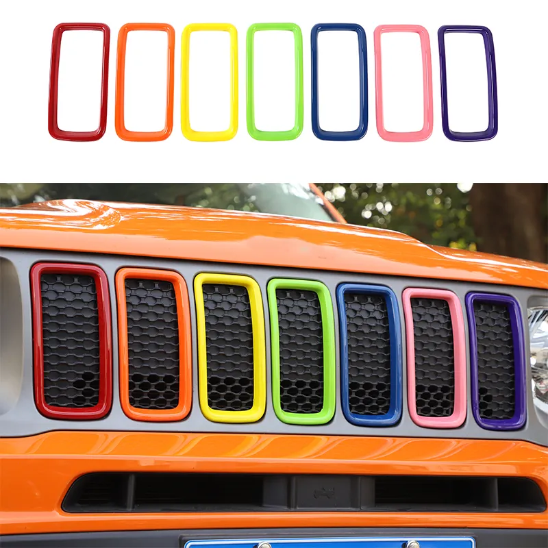 Inserts de calandre en maille ABS garniture de couverture de gril sept couleurs pour Jeep Renegade 2019-2020 accessoires extérieurs automatiques