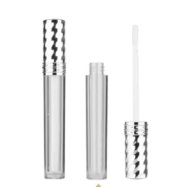 2021 nouveau tube de brillant à lèvres transparent de 7ML avec capuchon en argent pour brillant à lèvres/cils poussent un récipient cosmétique vide liquide