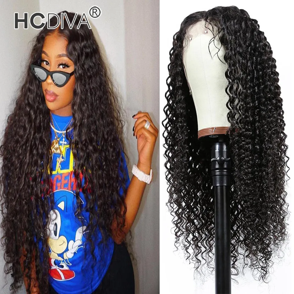 Brésilien Kinky Curly Cheveux Humains 13x1 Lace Front Perruques avec des Cheveux de Bébé Pré Cueillis Remy Vierge 150% Densité 10-30 pouces Pas Cher En Gros