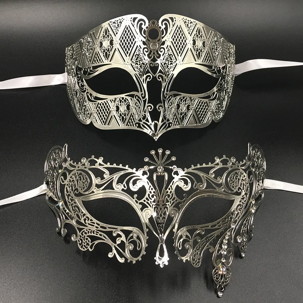 Maschera Veneziana In Metallo Bianco Filigrana – Fantasma, Taglia Unica, Uomo, Mardi Gras, MGMB - Foto 2