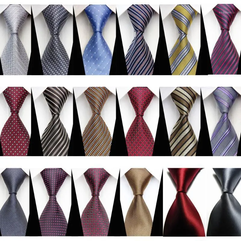 Mode mager slips för män formella affärsbröllop siden slips man tillbehör geometriska solida jacquard vävda band 3 "/7.5cm1