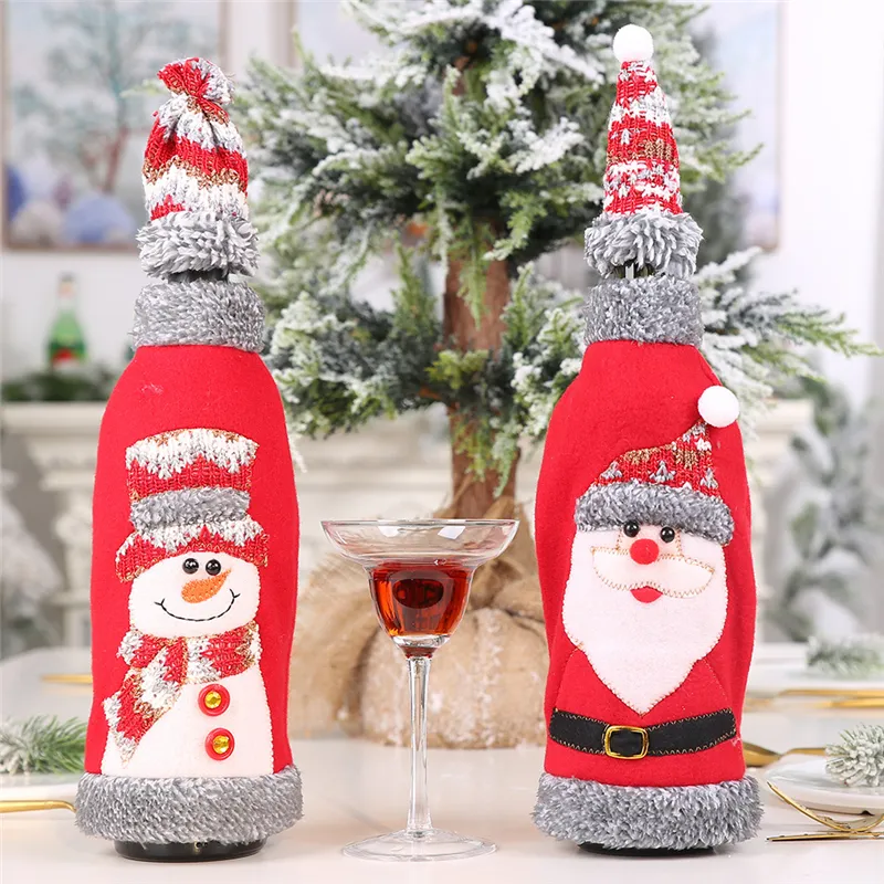 Decorazioni natalizie Copri bottiglia di vino Cena Decorazioni per la tavola Babbo Natale Pupazzo di neve Regali Borsa per feste JK2011XB