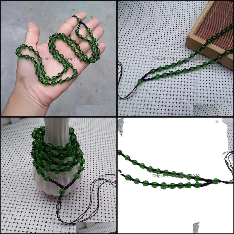 Factory Wholesale Jewelry Jade Necklace Pendant Rope Emerald Green Glass Beads Pendant Rope Ornament