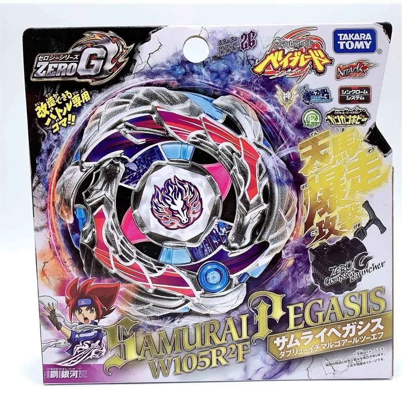 Takara Tomy Beyblade Zero-g Beyblade Samurai Pegasis W105R2F BBG-26 com lançador compacto 201217