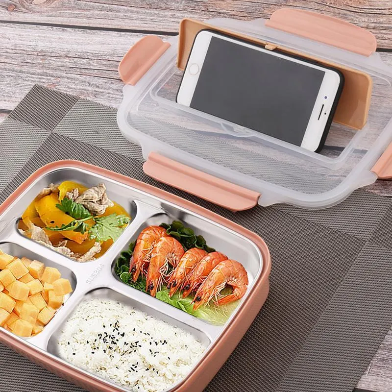 أدوات فترات مجموعات ميكروويف غداء المقاوم للصدأ Teel Box Storage Contage Container Kids Kids School Office Portable Bento Lunch1