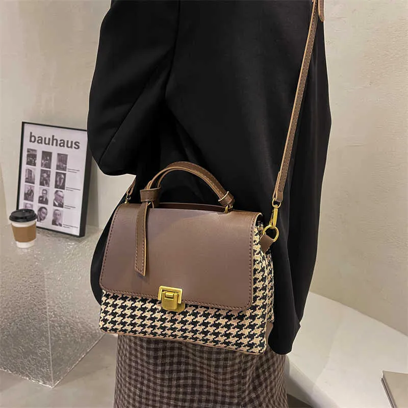 Houndstooth Designer Small PU Leather Crossbody Bags with Short Handle for Women 2022 hit Lady Purses and Handbags