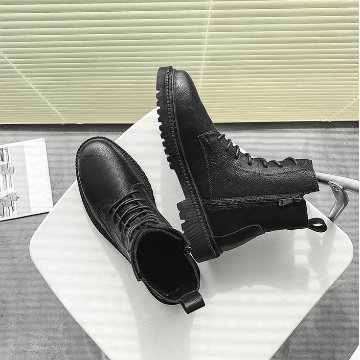 Lerther Botties Men Boots Soft Winter Side Zipper High Top Cool Black Mens Boot Fashion Motorcycle Style Size 40-45 09 Real Le 88 s