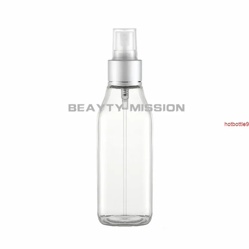 100ml x 48 Bomba de colar de alumínio de prata Bomba de frascos quadrados de frascos, garrafa plástica clara vazia para embalagem cosméticaBood qualtity