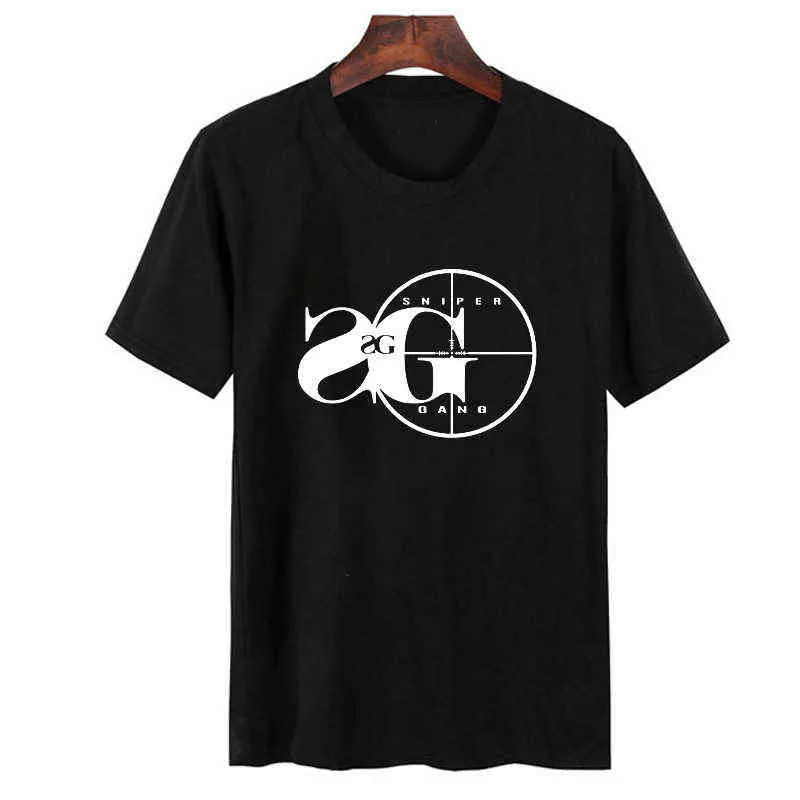 スナイパーギャングTシャツの男性ヒップホップリルコダックブラックティーシャツユニセックス夏の綿の半袖OネックTシャツメンズトップス服G1222