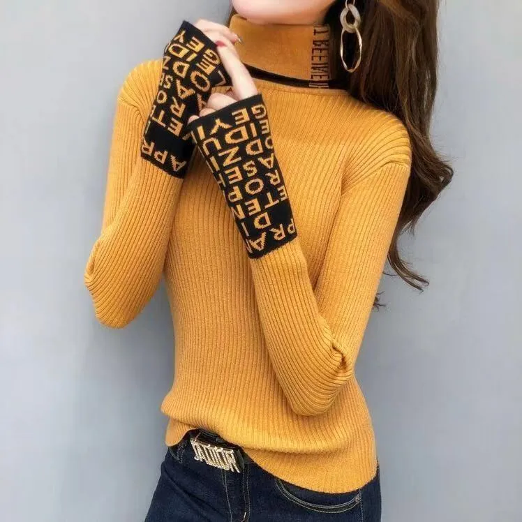 Women designers clothes 2020 Tight Basic Sweater Women Thin Long Sleeved Women Sweaters And Pullovers Turtleneck Slim Sweaters