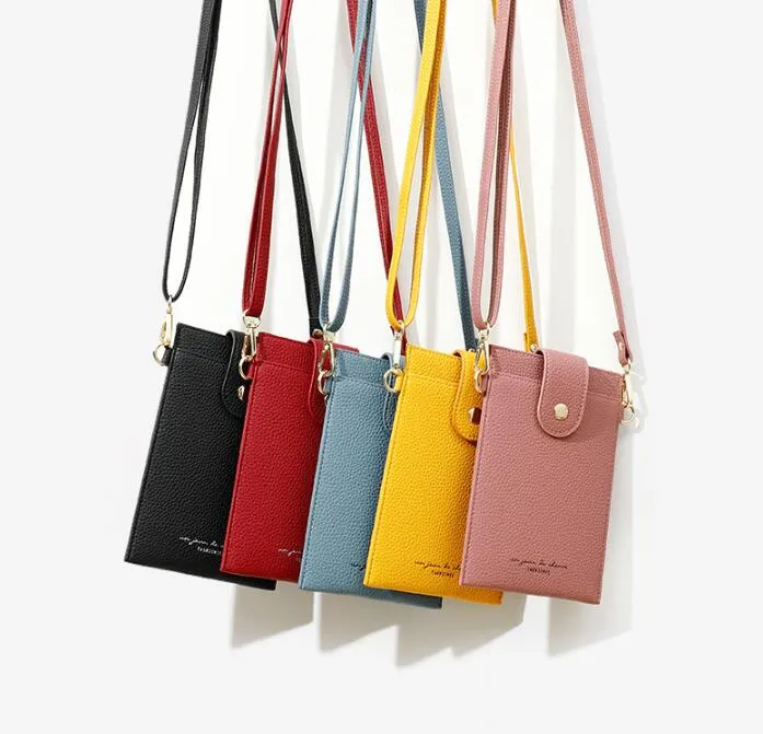 50 sztuk Portfel Kobiety PU Cienki Uchwyt Karta Kredytowego Portfel Mix Color Hasp Cross Body Bag