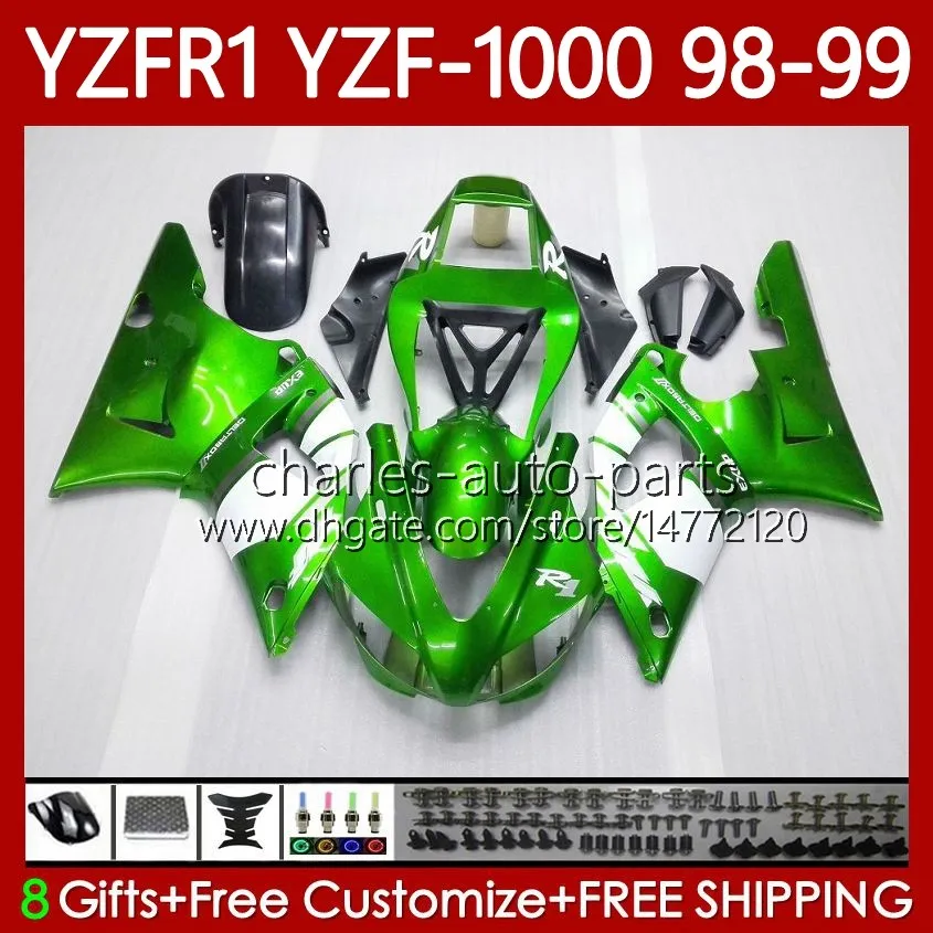 YAMAHA YZF-1000 YZF-R1 YZF 1000 CC R 1 1998 1999 2000 2001 ÇOCUKLARI 82NO.108 YZF R1 1000CC 98-01 YZF1000 YZFR1 98 99 00 01 Motosiklet Perşembe Metalik Yeşil