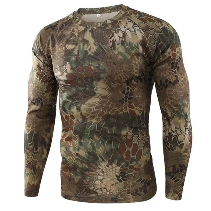 Summer Quick-drying Camouflage T-shirts Breathable Long-sleeved Military Clothes Outdoor Hunting Hiking Camping Climbing Shirts 220312