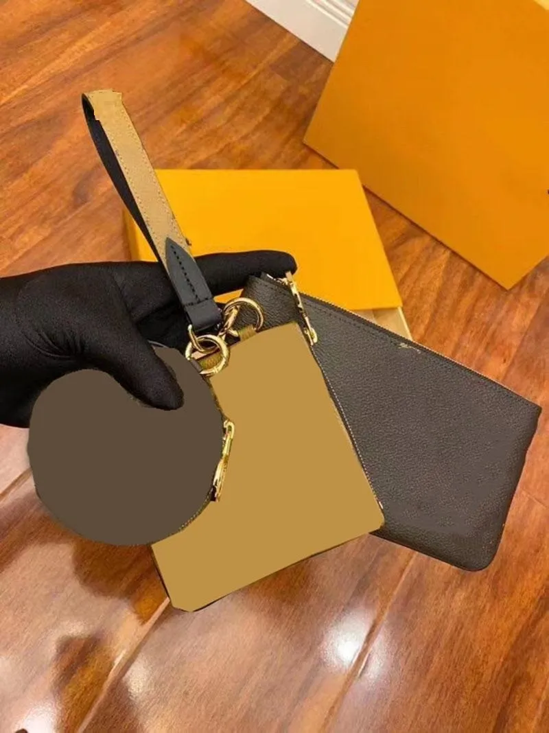 عملة عملة عملة مفتاح تصميم محفظة 3pcs/مجموعة أصلية للجلد من الرجال الرجال المحفظة حامل بطاقة أعلى جودة مع حقيبة الغبار مربع