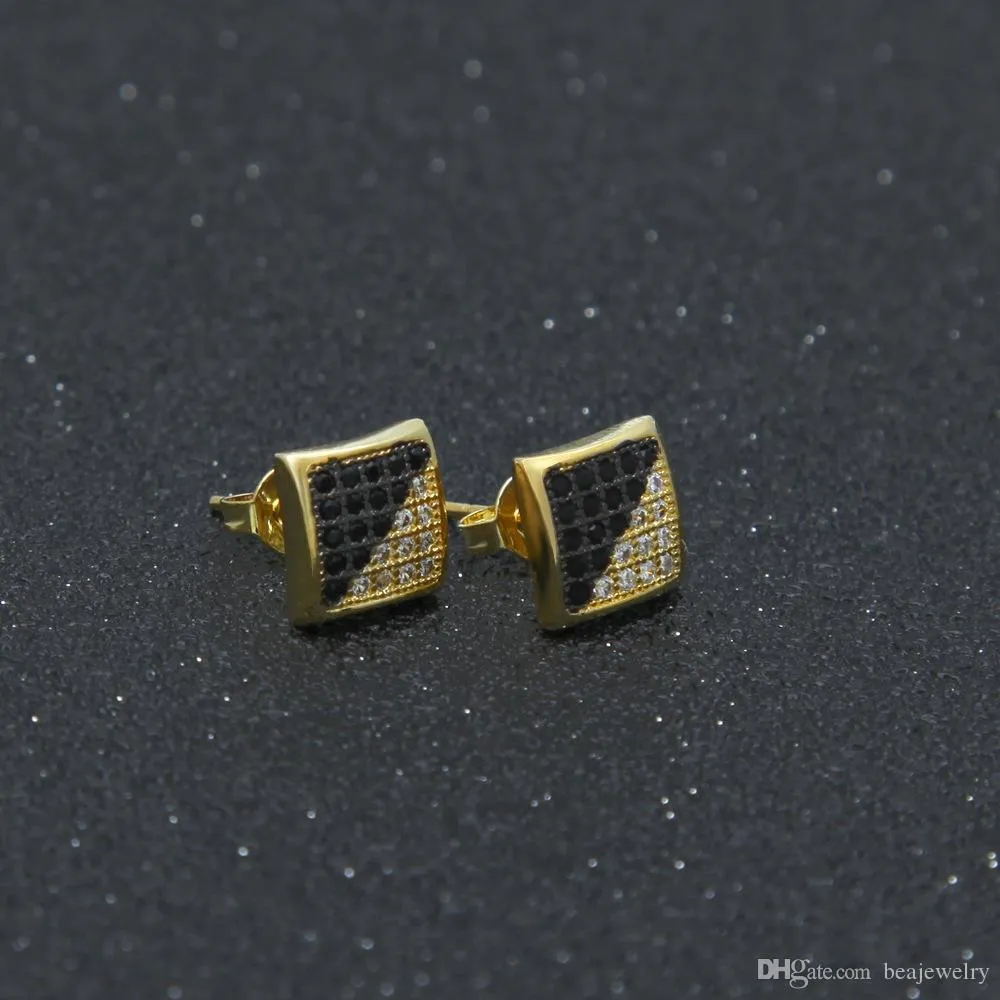 New Earrings Fashion Jewelry Luxury Mix Color Cubic Zirconia Square Stud Earring For Women And Men